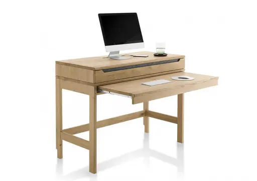 Hochkommode - Schreibtisch-Funktion, Wildeiche massiv