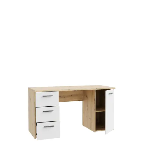 Schreibtisch FEENA- LB ca. 138x60 cm, Eiche Dekor, Weiß