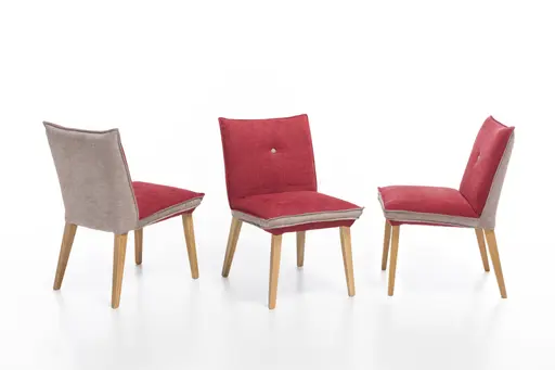 Stuhl - Stoff, Innen Rot, Außen Camel