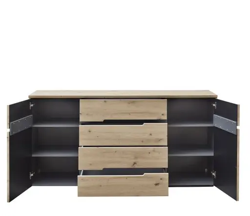 Sideboard Memphis - B ca. 165 cm, Artisan Eiche Nachbildung, Graphit