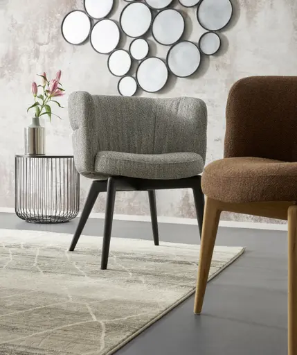 Armlehnstuhl Milana - Stoff, Cognac