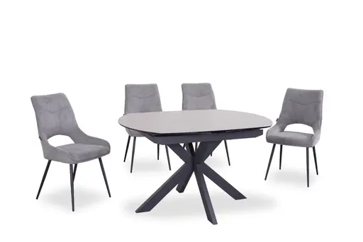 Esstisch MEGGIE - ausziehbar, LB ca. 130x100 cm, Glaskeramik, Grau