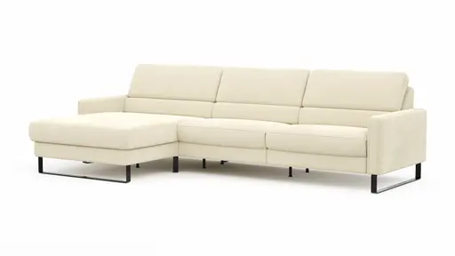 Ecksofa Valera - Longchair mit 3-Sitzer rechts inkl. Rückenlehne verstellbar, Stoff, Natur