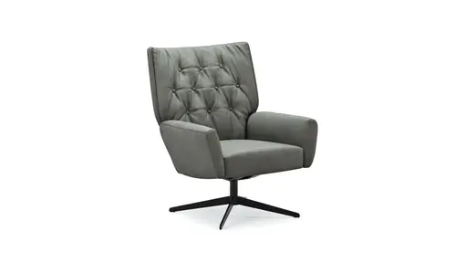 Drehsessel Maximilian - Leder, Grau