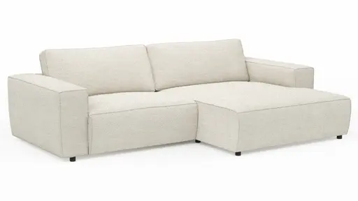 Ecksofa Lilaia - 1,5-Sitzer XL mit Chaise Longue XL rechts, Stoff, Creme