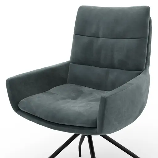 Armlehnstuhl Jukka - Stoff, Jade, Stativ, Schwarz, Drehbar