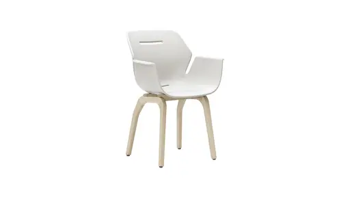 Armlehnstuhl Tooon - Kunststoffschale, Weiß, Gestell Holz