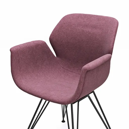 Armlehnstuhl Tooon - Stoff Beere, Gestell Metall, Schwarz