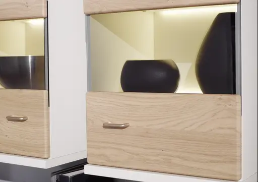 Wohnwand EM Multiplan - mit Beleuchtung, Wildeiche Dekor