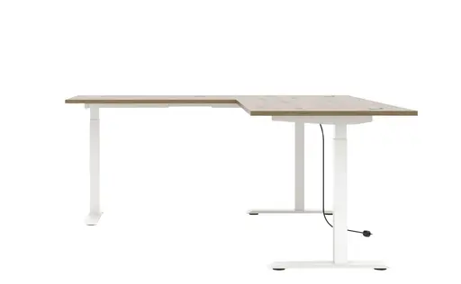 Winkelschreibtisch - höhenverstellbar, LB ca. 185x177 cm, Artisan Eiche Nachbildung, Weiß