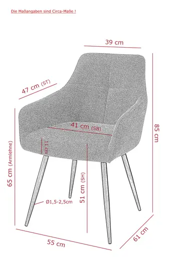 Armlehnstuhl - Stoff, Anthrazit