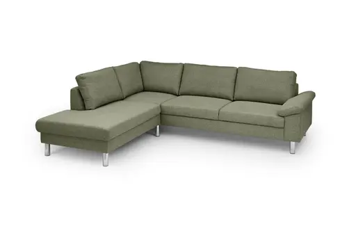 Ecksofa COOL - Ecke links mit 2,5-Sitzer, Stoff, Hellgrün