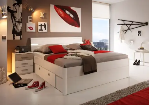 Bettanlage- Liegefläche ca. 180x200 cm, Weiß, Eiche Dekor