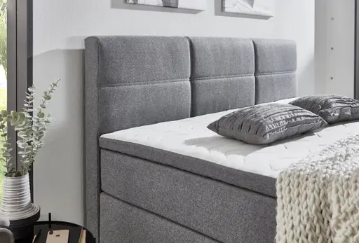 Boxspringbett SAMIRO- Liegefläche ca. 180x200 cm, Stoff, Grau