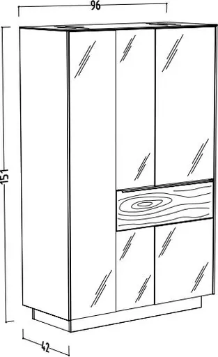 Highboard - mit Beleuchtung, B ca. 96 cm, Kaschmir, Eiche massiv