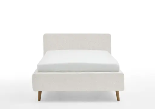 Polsterbett - Liegefläche ca. 140x200 cm, Bouclé-Stoff, Cremeweiß