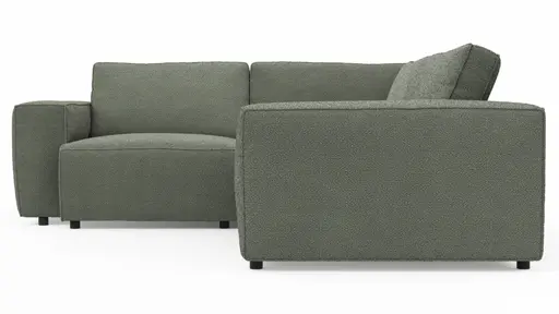 Ecksofa Lilaia - 1,5-Sitzer Tief, Ecke, 2-Sitzer rechts, Stoff, Olivgrün