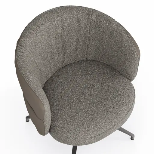 Armlehnstuhl Milana - drehbar, Leder Grau, Stoff Graubraun