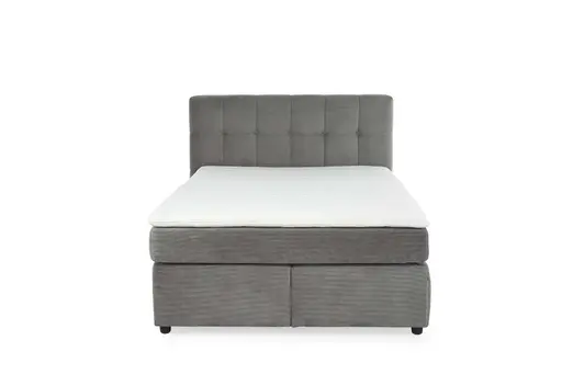 Boxspringbett JANAH- Liegefläche ca. 140x200 cm, Stoff, Grau