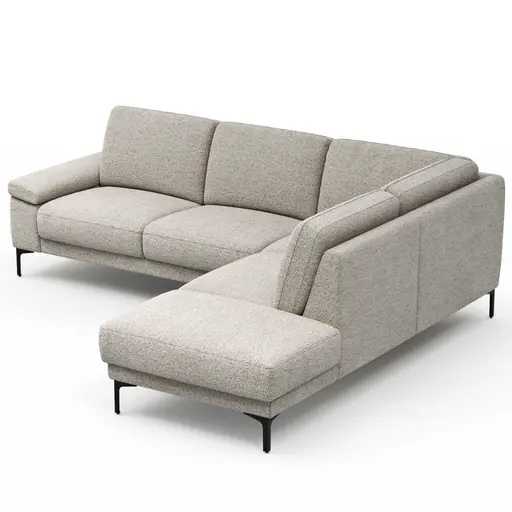 Ecksofa Matero - 2-Sitzer mit Ecke rechts, Stoff, Hellgrau