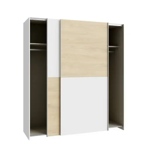 Schwebetürenschrank FREDDY- B ca. 170 cm, Weiß, Eiche Dekor