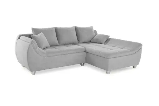 Ecksofa - 2-Sitzer, Ecke rechts, Stoff, Silberfarben