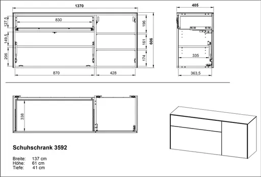 Schuhschrank GEENA - B ca. 137 cm, Kaschmir