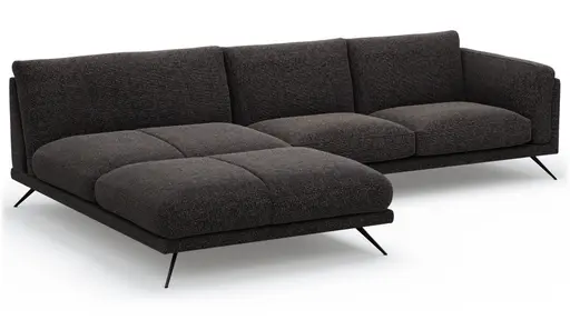 Ecksofa Valdemoro - Longchair mit 2,5-Sitzer rechts inkl. Rückenlehne verstellbar, Stoff, Anthrazit