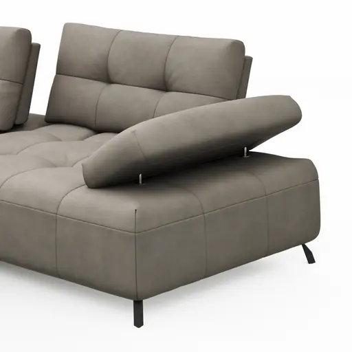 Ecksofa Comodo -Longchair links, 1,5-Sitzer, Leder, Taupe