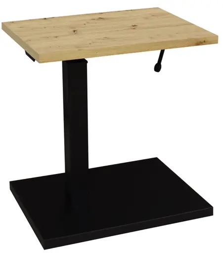 Beistelltisch - höhenverstellbar, LB ca. 45x35 cm, Asteiche, Schwarz