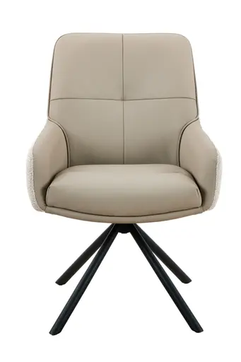 Armlehnstuhl - drehbar, Leder & Stoff, Cappuccino, Beige