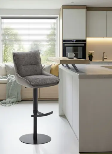 Barhocker MANDY - höhenverstellbar, Stoff, Graubeige