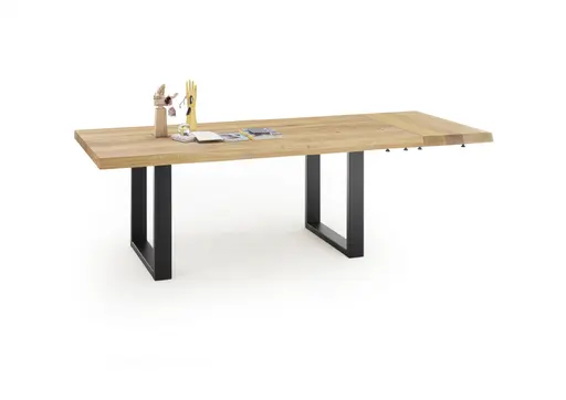 Esstisch - LB ca. 200x100 cm, Wildeiche massiv geölt, Baumkante, Schwarz