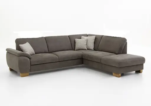 Ecksofa - 3-Sitzer mit Ecke rechts, Stoff, Rauchbraun