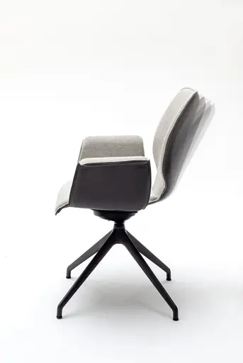 Armlehnstuhl Penthouse - Stoff, Hellgrau, Leder, Grau