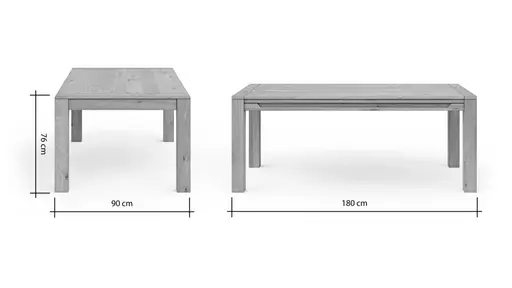 Esstisch Amora - LB ca. 180x90 cm, Wildeiche massiv bianco
