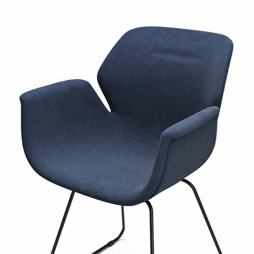 Armlehnstuhl Tooon - Stoff Dunkelblau, Kufe, Schwarz