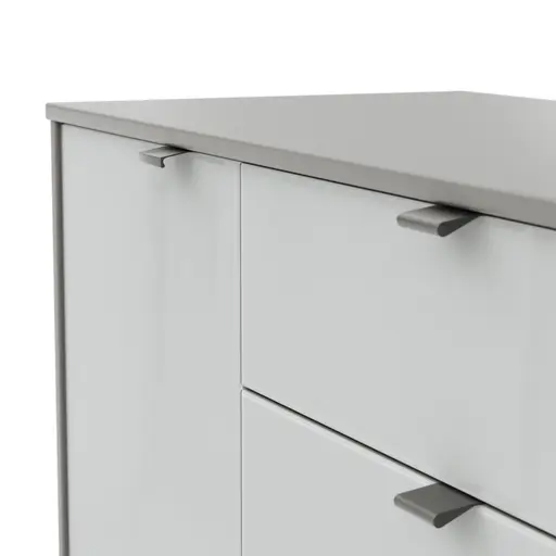 Kommode Marbella - Lack, Grau, Glas, Weiß