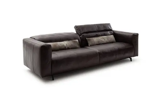 Sofa Arrezo - 4-Sitzer, Leder Dunkelbraun, Rücken verstellbar