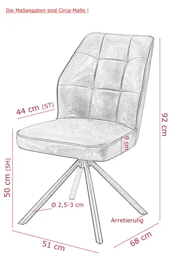 Stuhl - drehbar, Leder, Schwarz