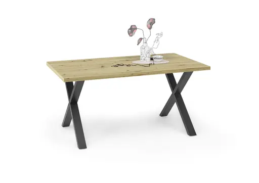 Esstisch - LB ca. 140x90 cm, Asteiche, Schwarz