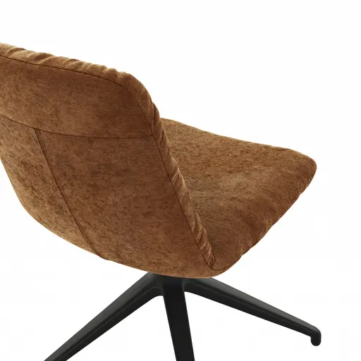 Stuhl Pelle - Stoff, Kupfer, Drehgestell, Schwarzgrau