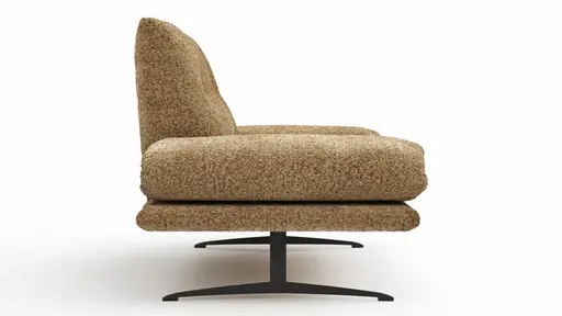 Ecksofa Lucero 2.0 - Longchair mit 2-Sitzer rechts inkl. Rückenlehne verstellbar, Stoff, Cognac