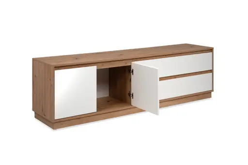 Lowboard- Eiche Dekor, Weiß