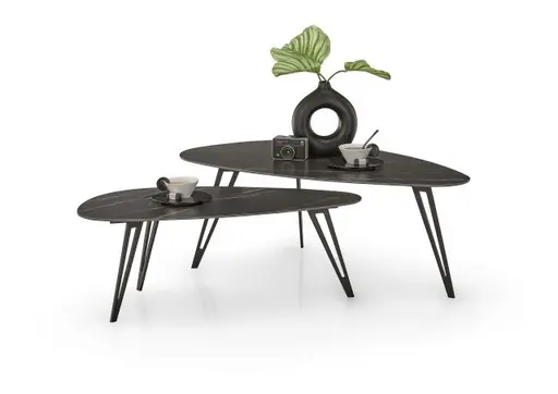 Couchtisch - 2er Set, Stein, Dunkel