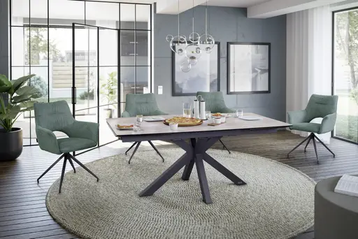 Armlehnstuhl MALEEN - drehbar, Stoff, Grün