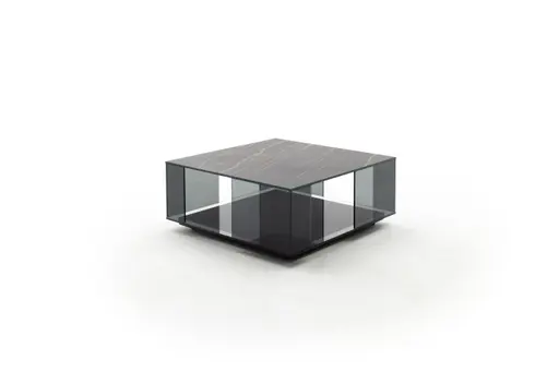 Couchtisch Sansa - LBH ca. 90x90x38 cm, Keramik, Schwarz