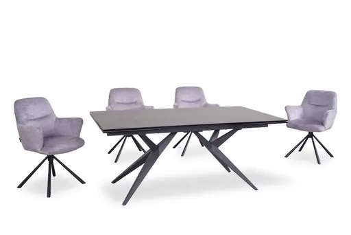 Armlehnstuhl MIRYA - drehbar, Stoff, Silberfarben