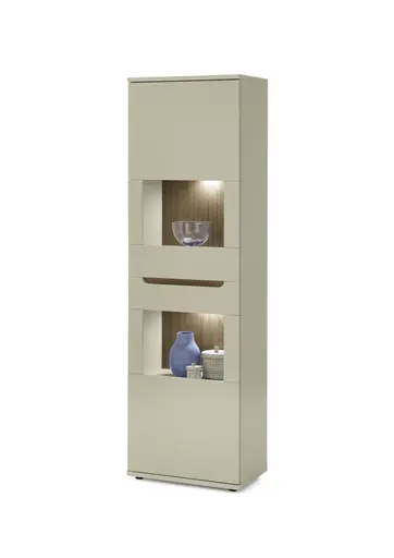 Vitrine - B ca. 60 cm, Kaschmir, Nussbaum Nachbildung