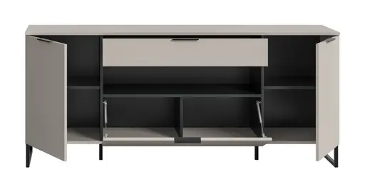 Sideboard - B ca. 185 cm, Kaschmir, Schwarz